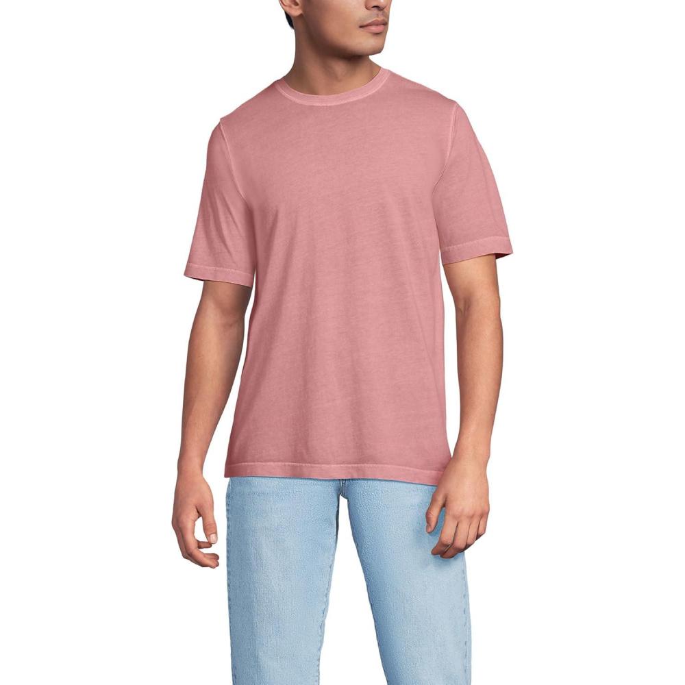 imageLands End Mens SuperT Short Sleeve TShirtWashed Coral Clay Garment Dye