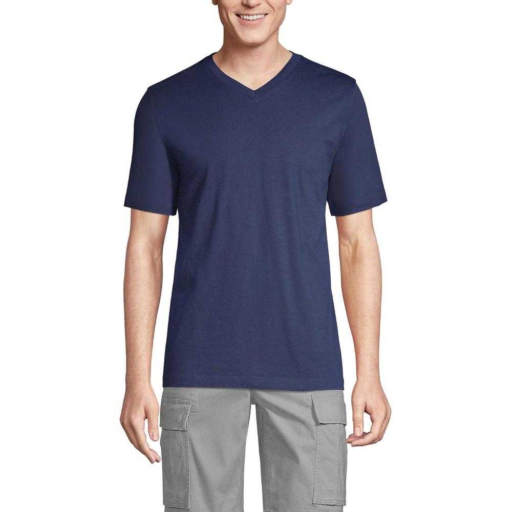 imageLands End Mens SuperT Short Sleeve VNeck TShirtRadiant Navy