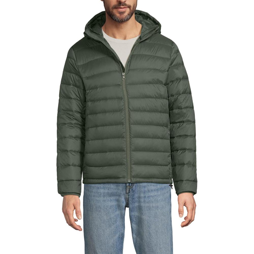 imageLands End Mens Wanderweight Ultralight Packable Hooded Down JacketDarkest Olive