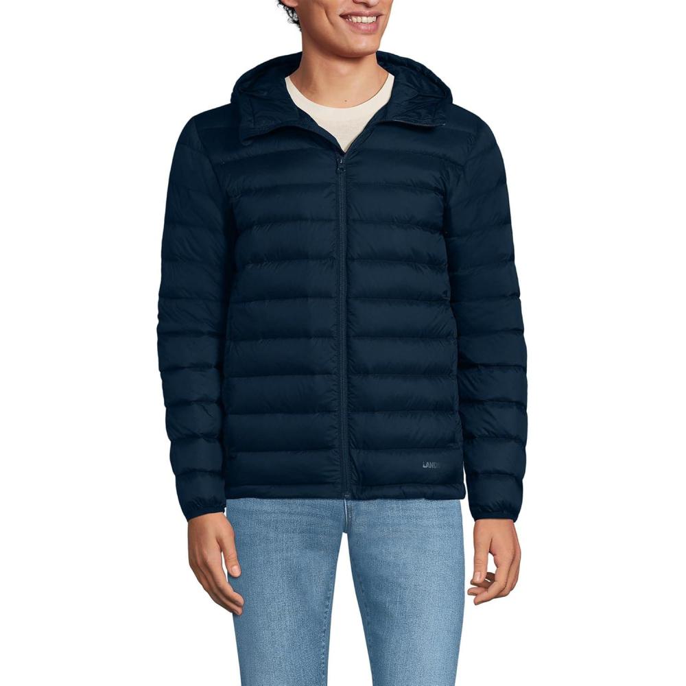 imageLands End Mens Wanderweight Ultralight Packable Hooded Down JacketRadiant Navy
