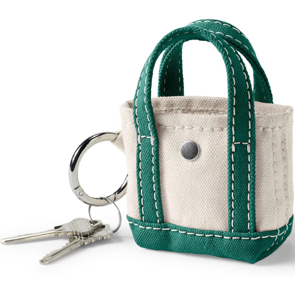 imageLands End Micro Canvas Tote Charm Naturalheritage Red One sizeNaturalBright Spruce