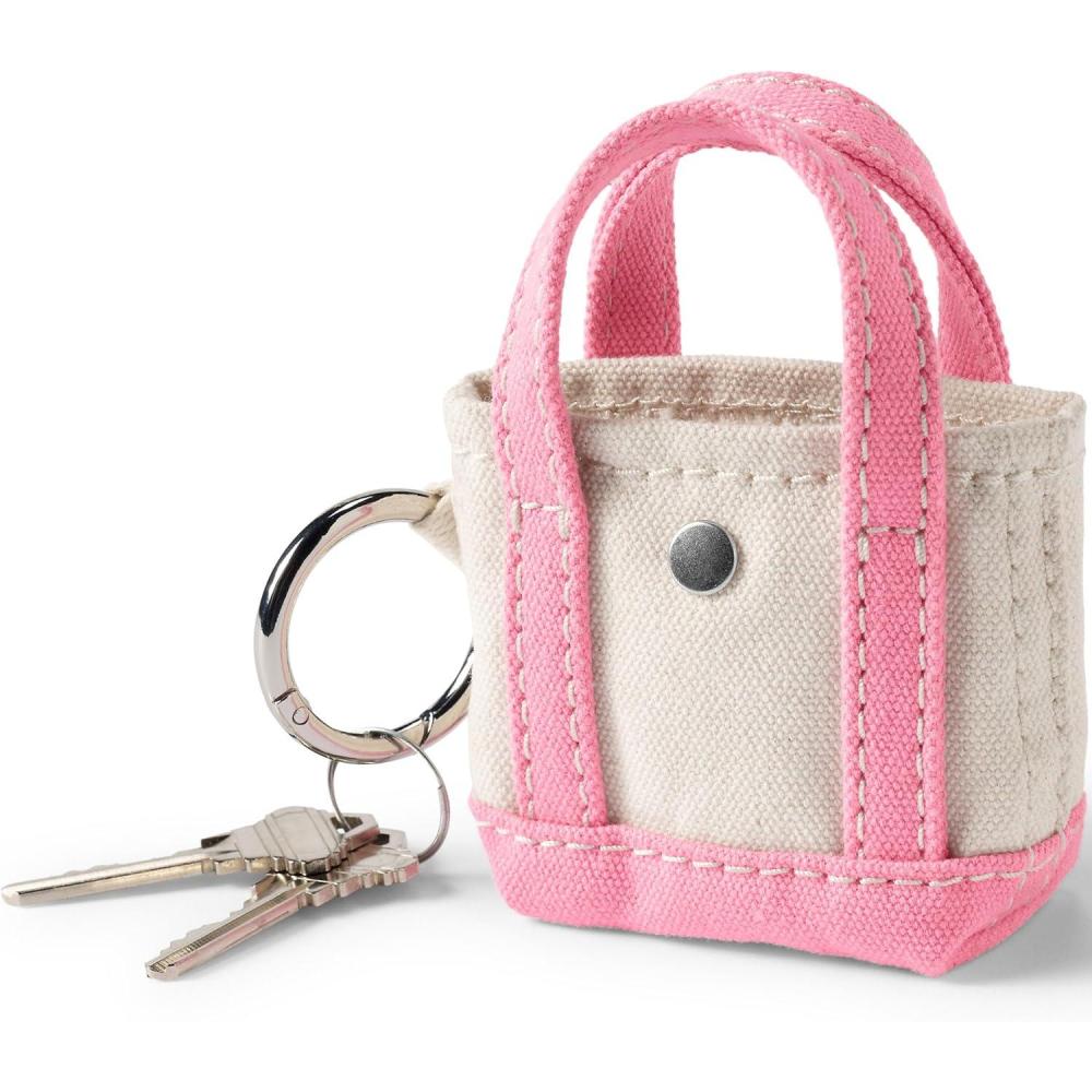 imageLands End Micro Canvas Tote Charm Naturalheritage Red One sizeNaturalFresh Pink