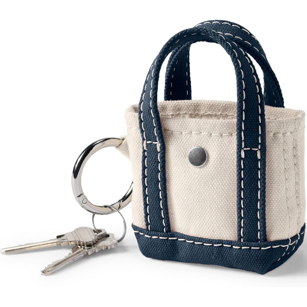 imageLands End Micro Canvas Tote Charm Naturalheritage Red One sizeNaturalRadiant Navy