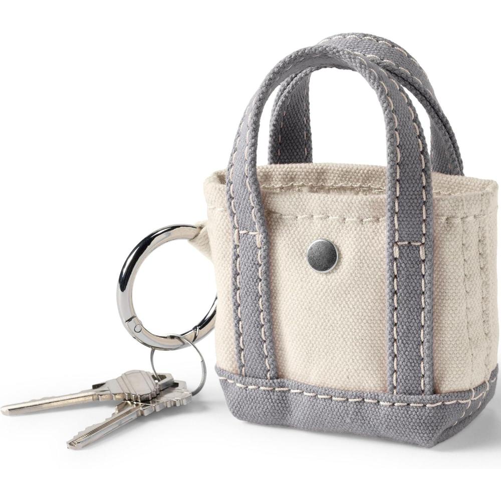 imageLands End Micro Canvas Tote Charm Naturalheritage Red One sizeNaturalSilver Graphite