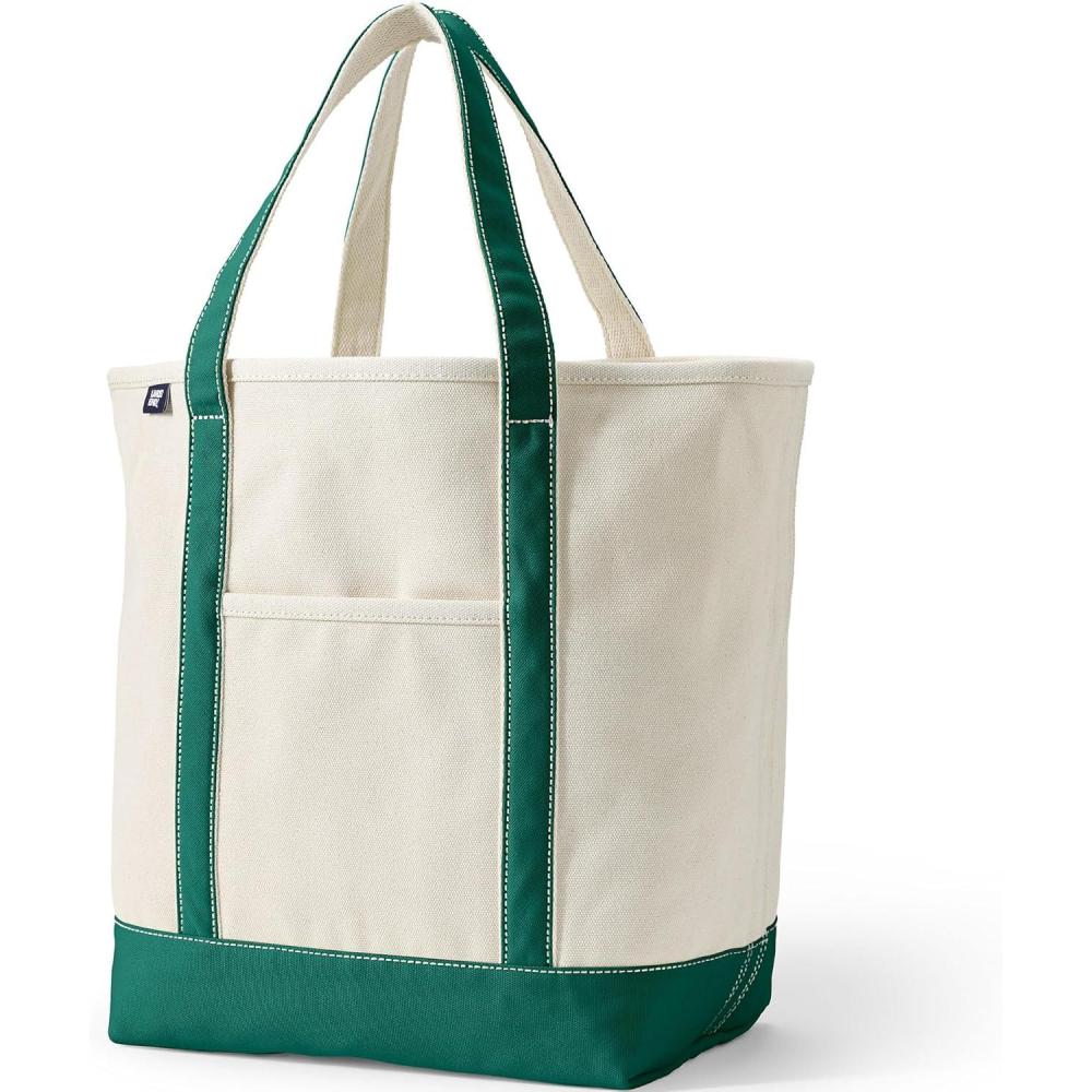 imageLands End Open Top Canvas Tote BagNaturalBright Spruce