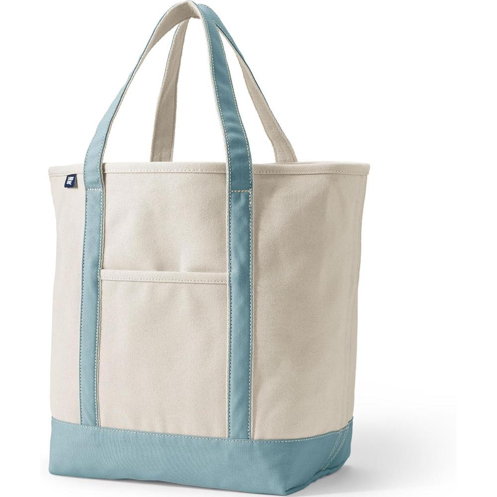 imageLands End Open Top Canvas Tote BagNaturalPale Teal