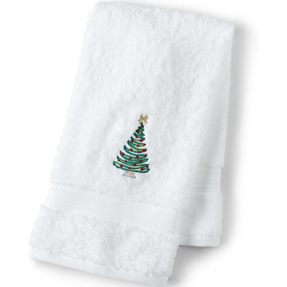 imageLands End Seasonal Embroidered Festive Tree Bath Hand TowelFestive Tree