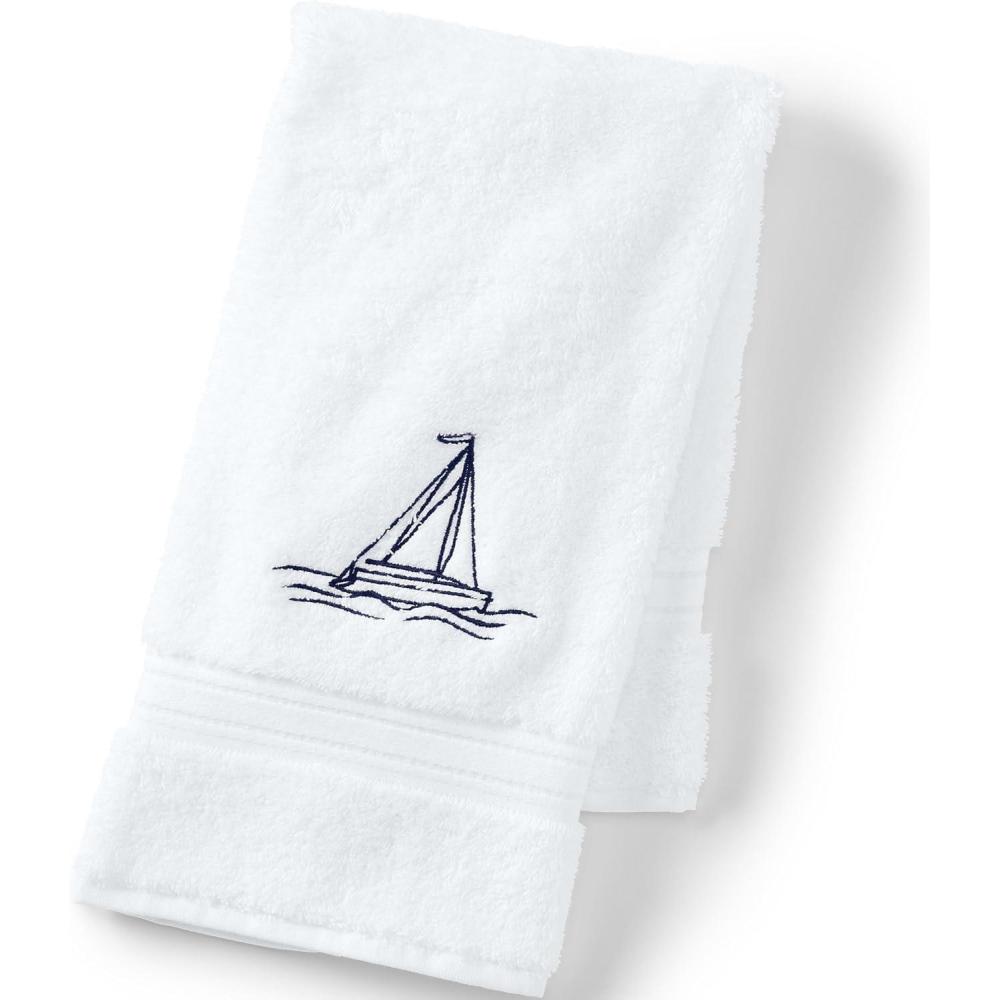 imageLands End Seasonal Embroidered Festive Tree Bath Hand TowelSailboat