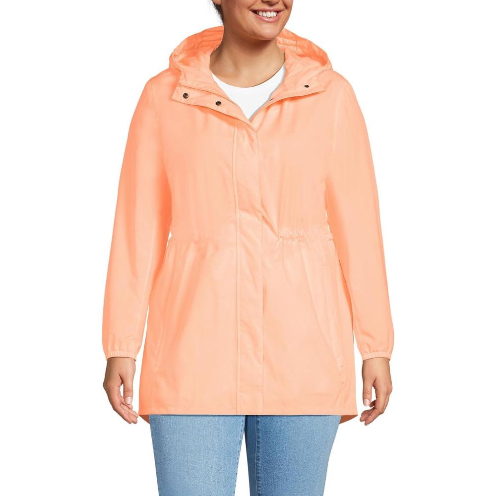 imageLands End Squall Packable Waterproof RaincoatPeach Sorbet