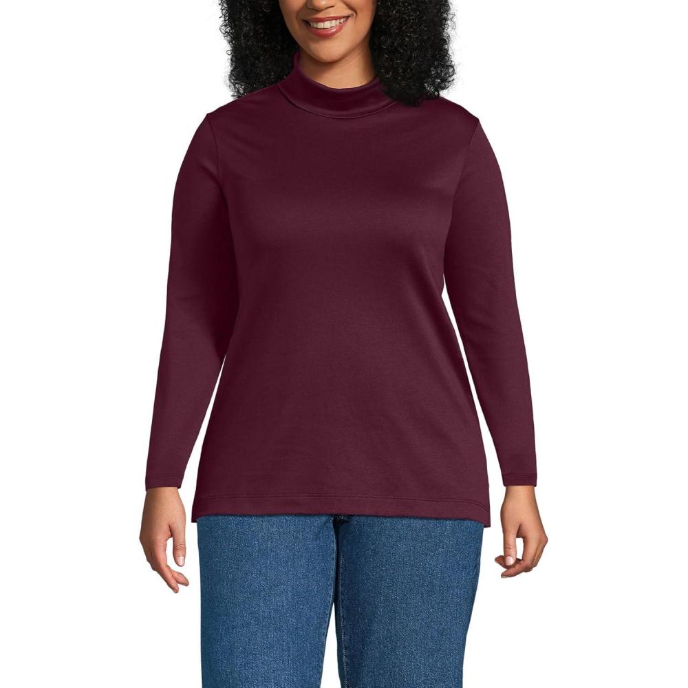 imageLands End Womens AmericanGrown Supima Cotton Fitted Long Sleeve TurtleneckLush Burgundy