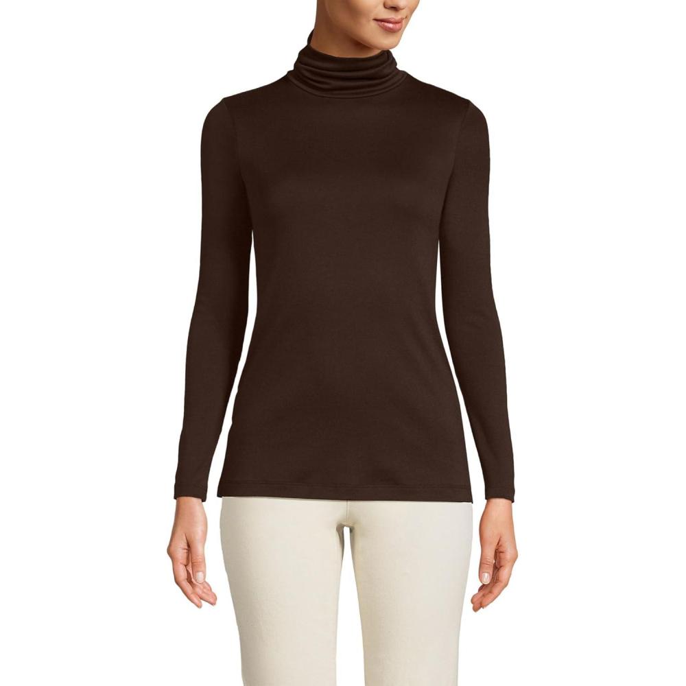 imageLands End Womens AmericanGrown Supima Cotton Fitted Long Sleeve TurtleneckRich Coffee