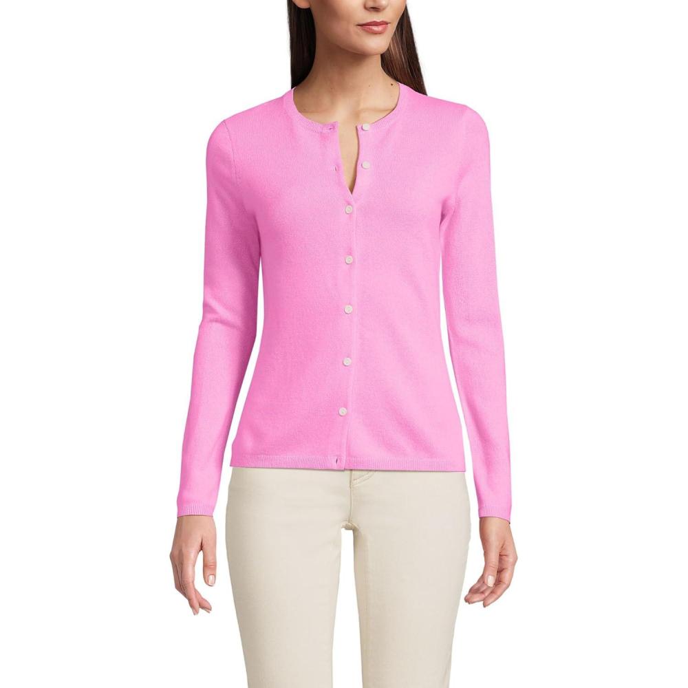 imageLands End Womens Cashmere Cardigan SweaterAster Pink
