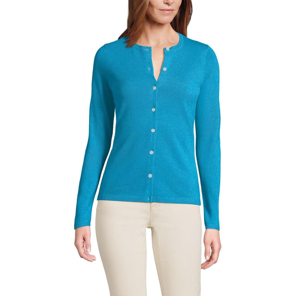 imageLands End Womens Cashmere Cardigan SweaterCyan