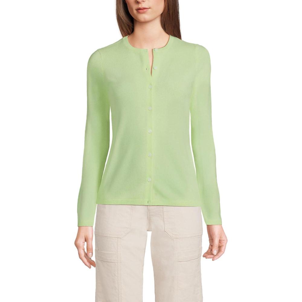 imageLands End Womens Cashmere Cardigan SweaterFluorescent Green