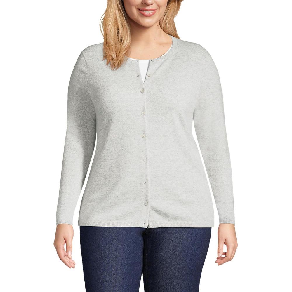 imageLands End Womens Cashmere Cardigan SweaterGray Heather
