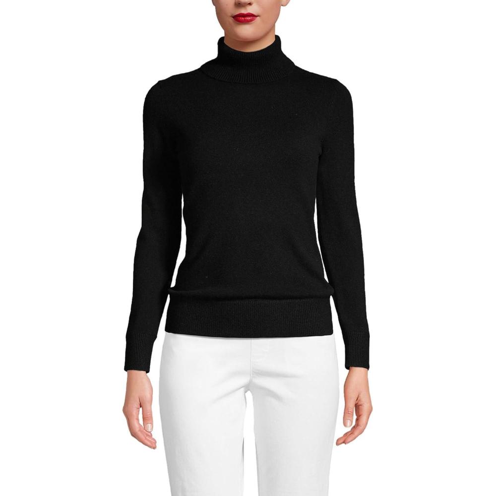 imageLands End Womens Cashmere Turtleneck SweaterBlack