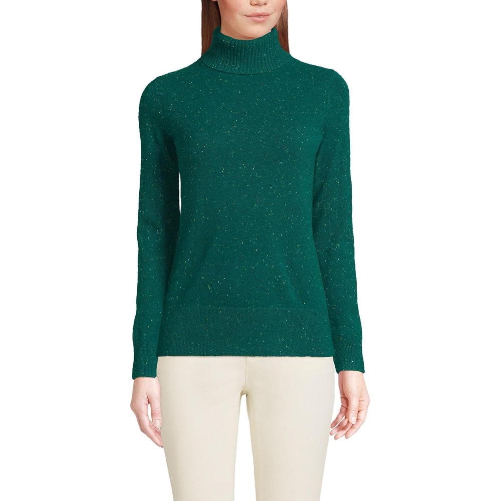 imageLands End Womens Cashmere Turtleneck SweaterBright Evergreen