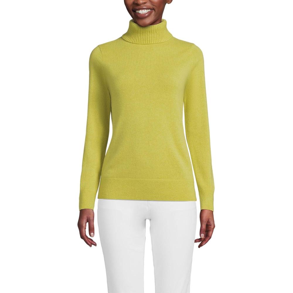 imageLands End Womens Cashmere Turtleneck SweaterBright Green Moss