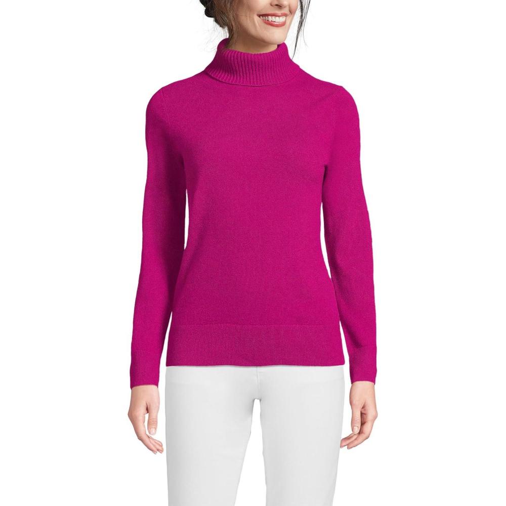 imageLands End Womens Cashmere Turtleneck SweaterBrilliant Magent Pink