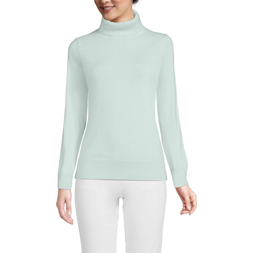 imageLands End Womens Cashmere Turtleneck SweaterDusty Misty Aqua