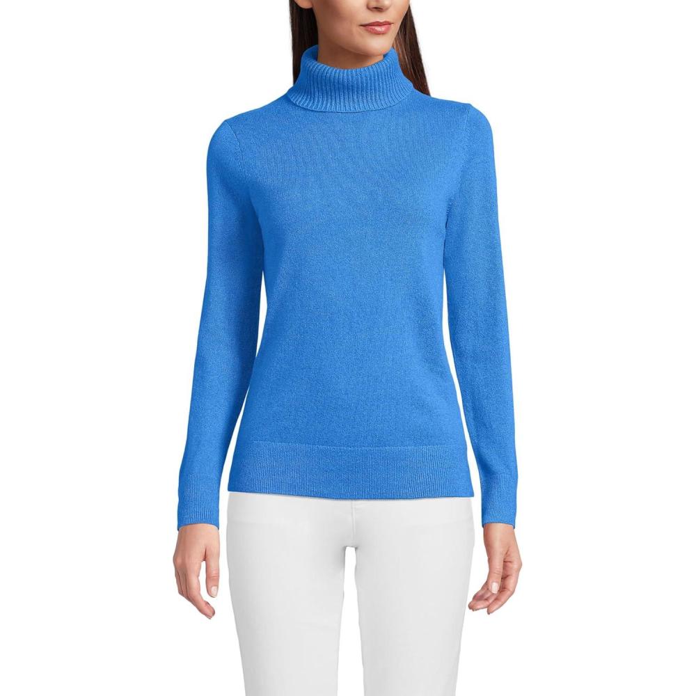 imageLands End Womens Cashmere Turtleneck SweaterMute Cobalt Blue