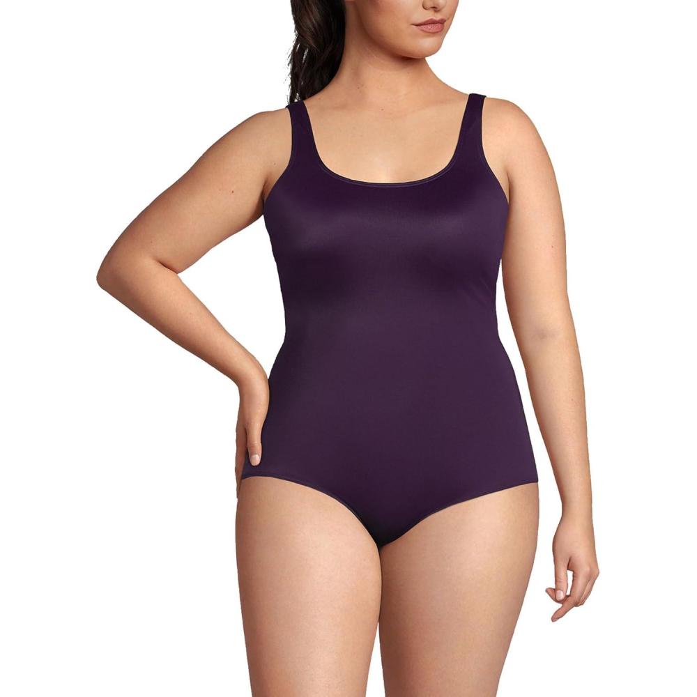 imageLands End Womens Chlorine Resistant Soft Cup Tugless Sporty One Piece SwimsuitBlackberry