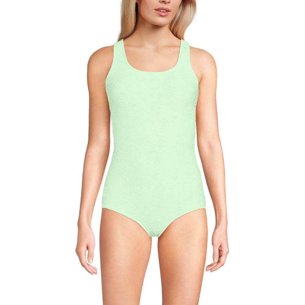 imageLands End Womens Chlorine Resistant Soft Cup Tugless Sporty One Piece SwimsuitIcy Mint Green