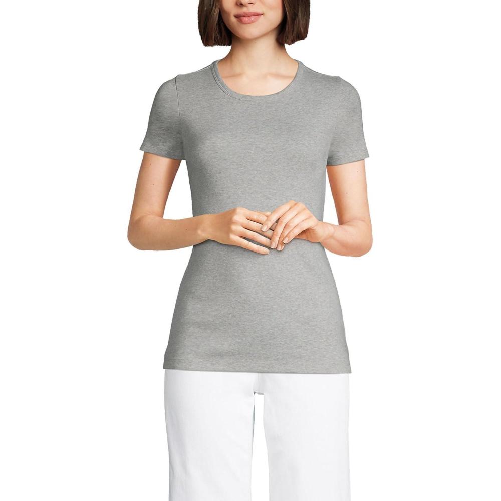 imageLands End Womens Cotton Rib Knit TShirtClassic Gray Heather