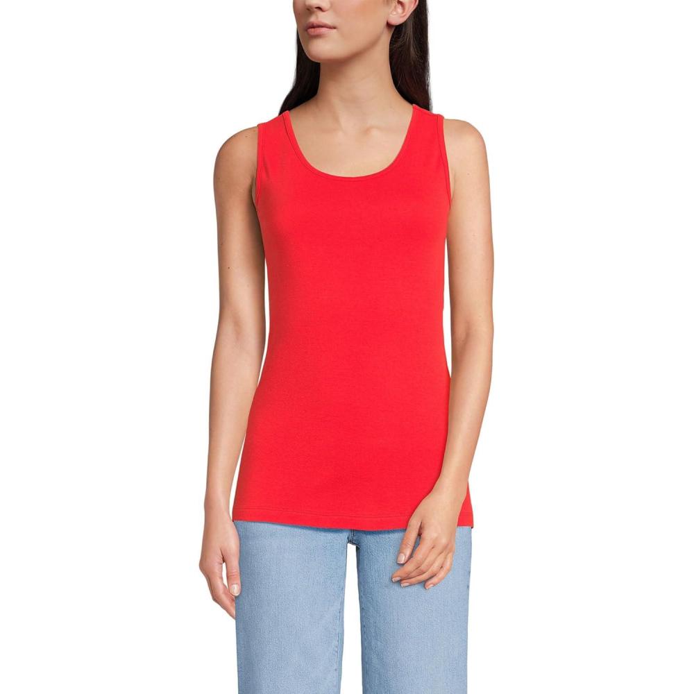 imageLands End Womens Cotton Tank TopCoral Red