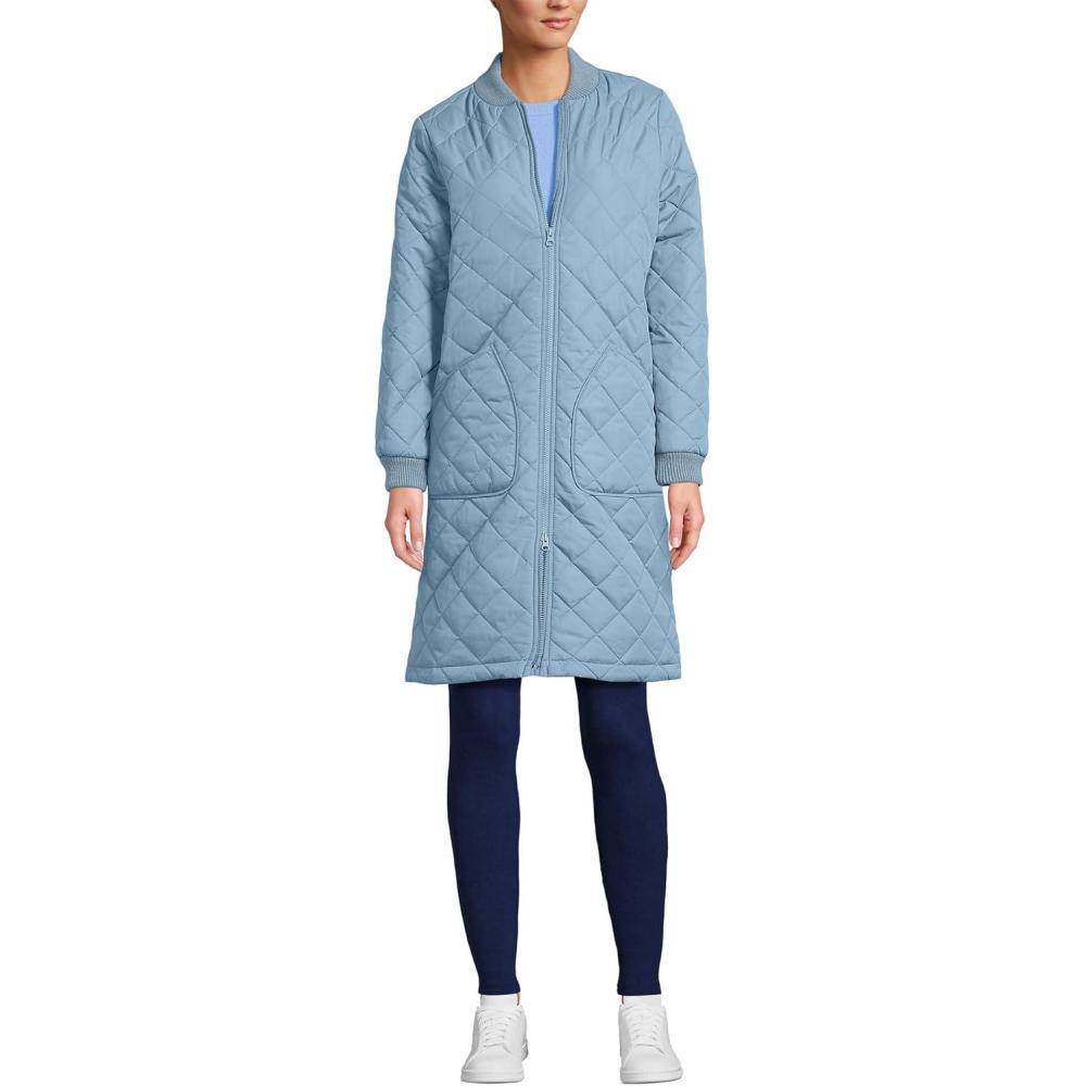 imageLands End Womens FeatherFree Insulated Bomber CoatSoft Peacock