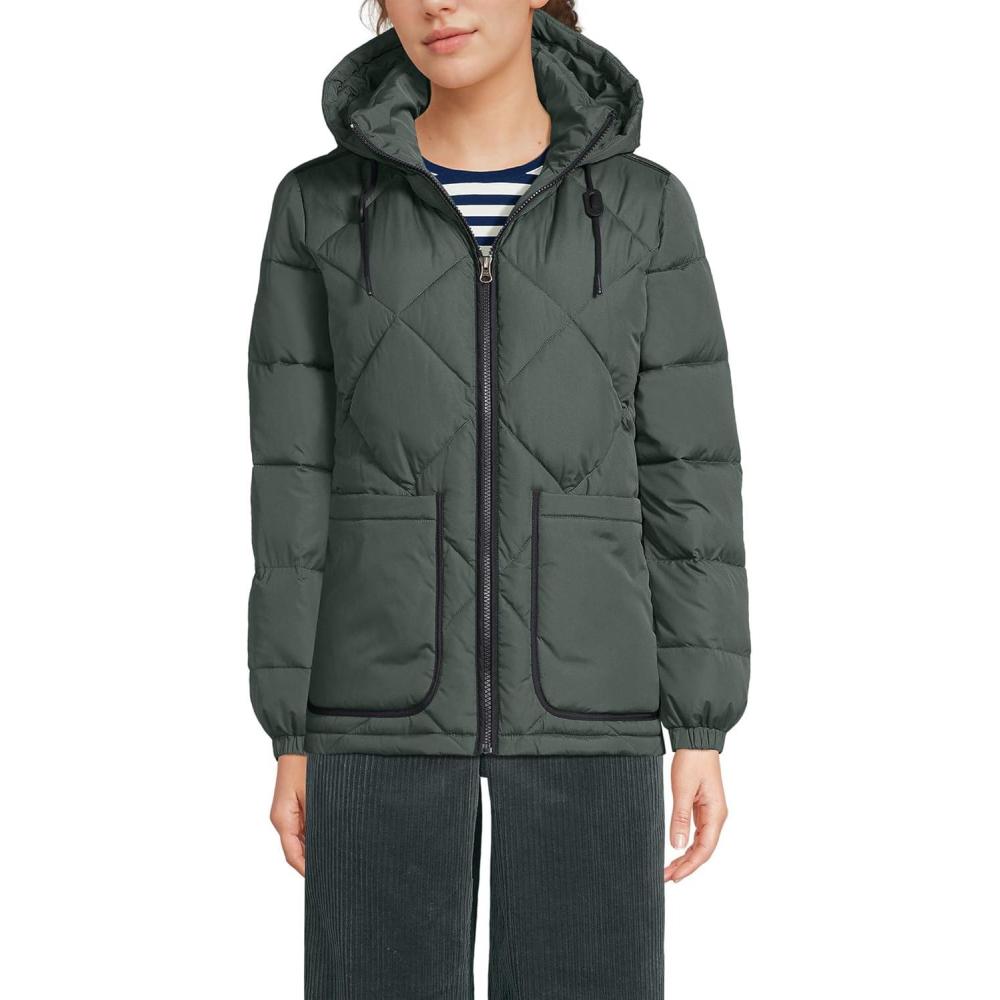 imageLands End Womens FeatherFree Insulated Diamond Quilted JacketEvening Forest