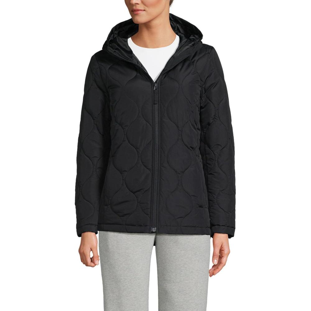 imageLands End Womens FeatherFree Onion Quilted Insulated Jacket Black Regular Large