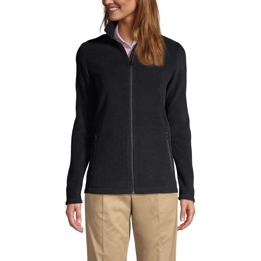 imageLands End Womens FullZip MidWeight Fleece JacketBlack