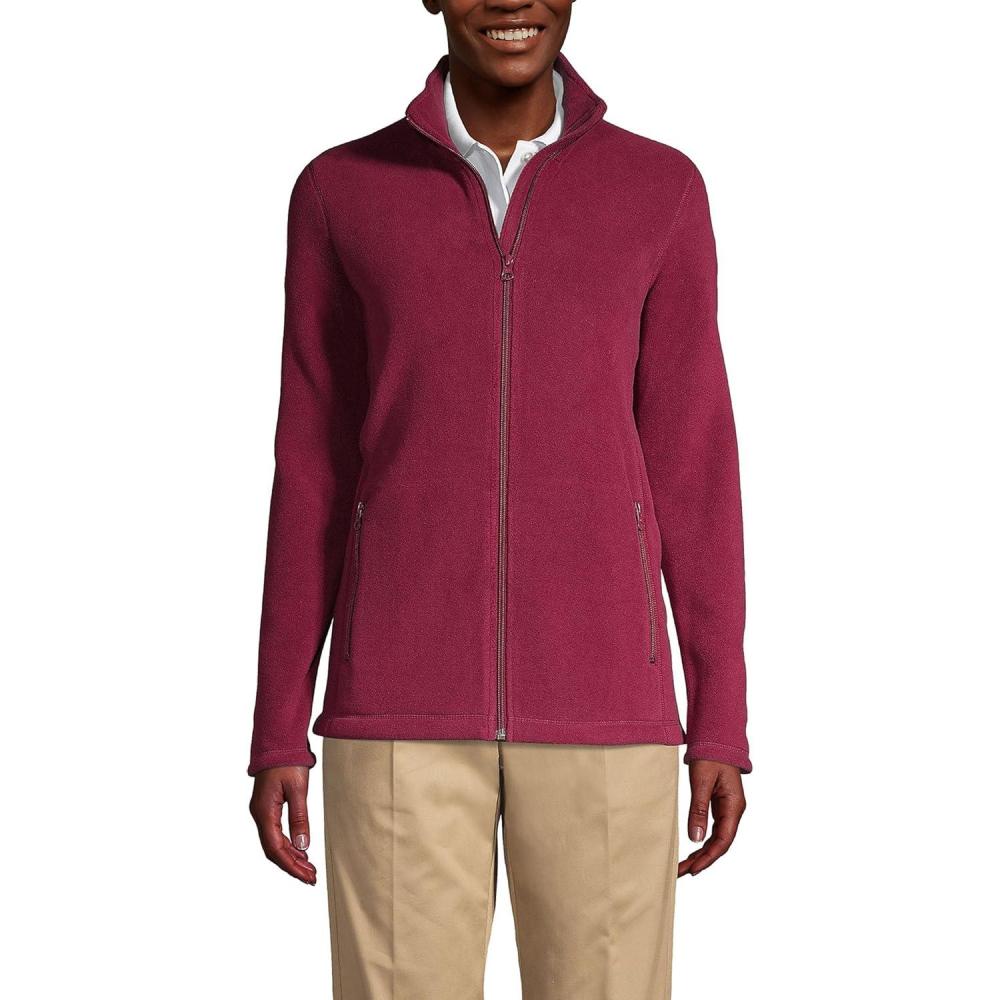 imageLands End Womens FullZip MidWeight Fleece JacketBurgundy