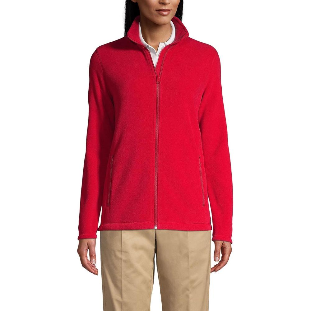 imageLands End Womens FullZip MidWeight Fleece JacketRed