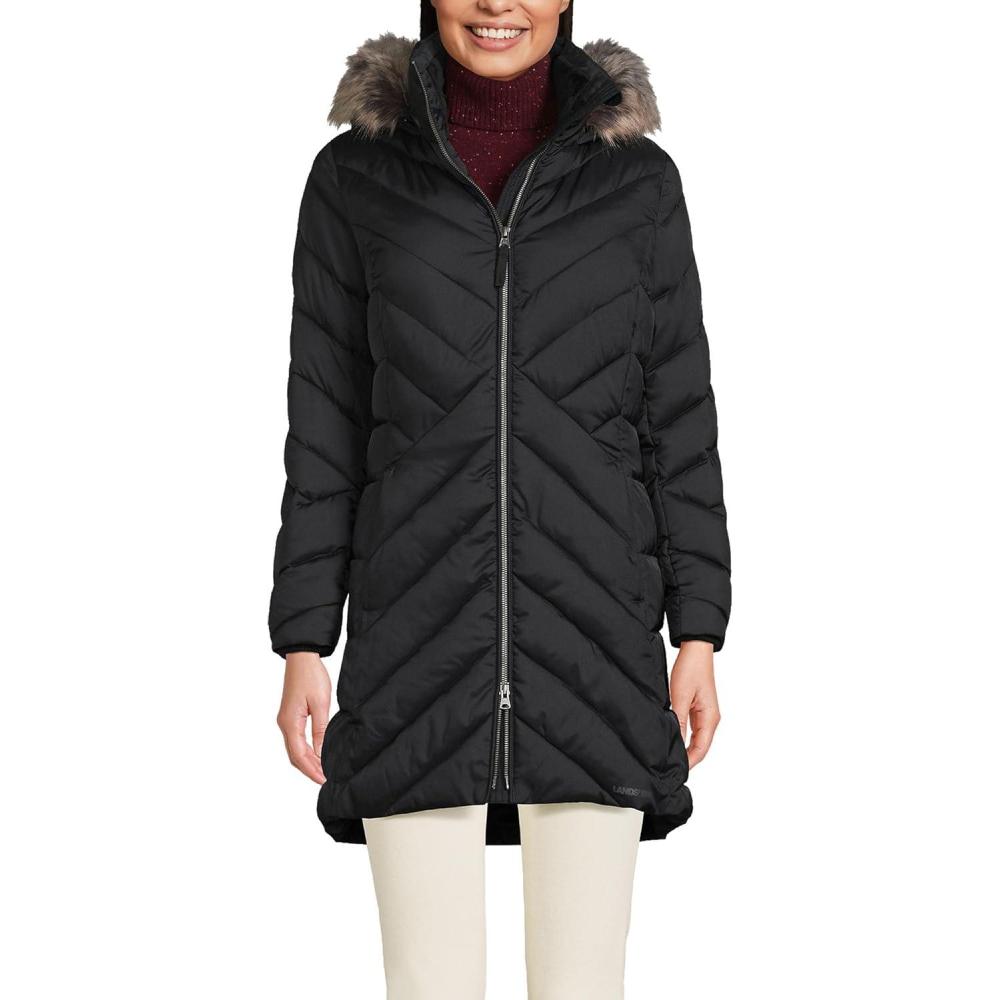 imageLands End Womens Insulated Cozy Fleece Lined Primaloft CoatBlack