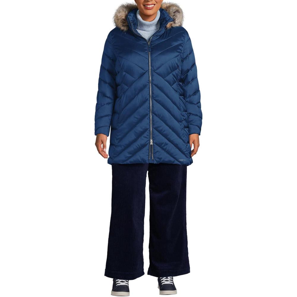 imageLands End Womens Insulated Cozy Fleece Lined Primaloft CoatDeep Sea Navy