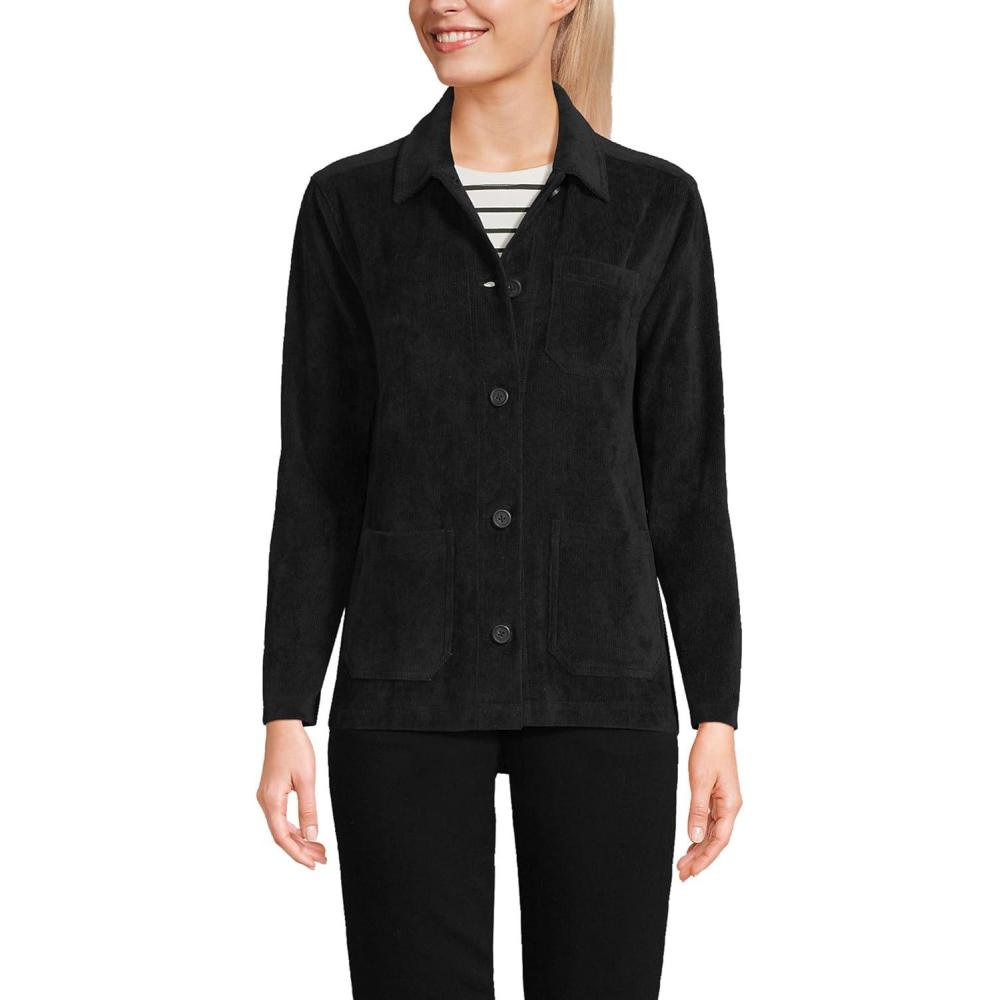 imageLands End Womens Long Sleeve Sport Cord Chore JacketBlack