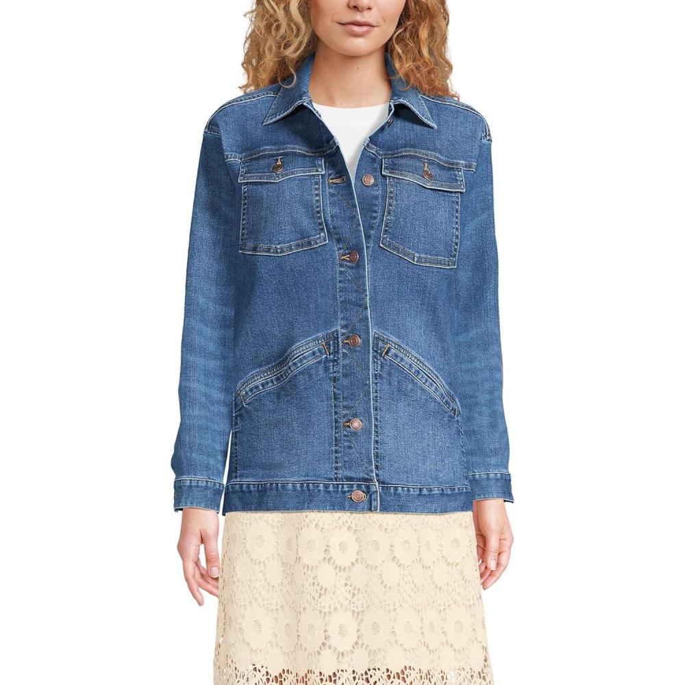 imageLands End Womens Oversized Denim Trucker JacketIndigo Tide Blue