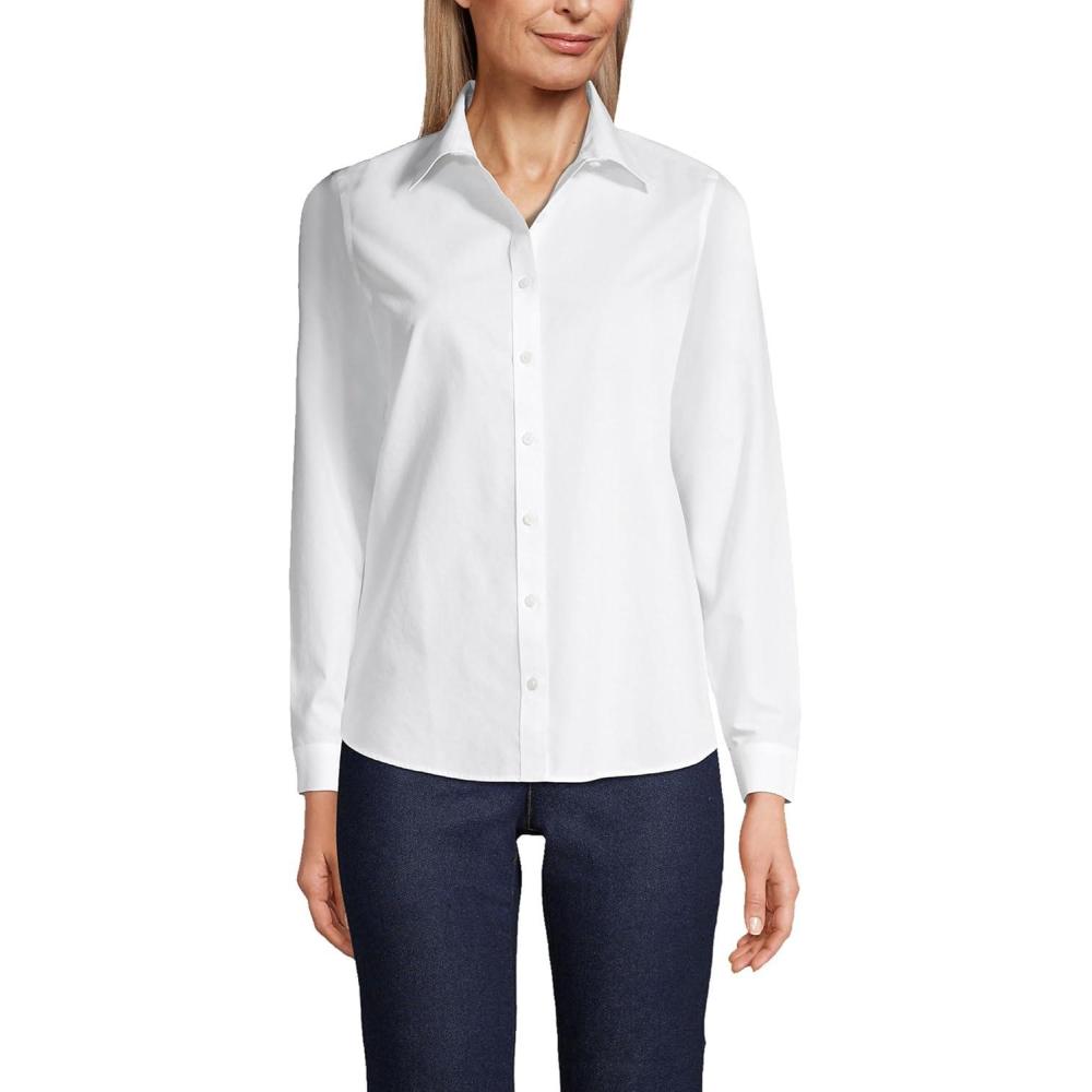 imageLands End Womens Pinwale Cord Long Sleeve ShirtWhite