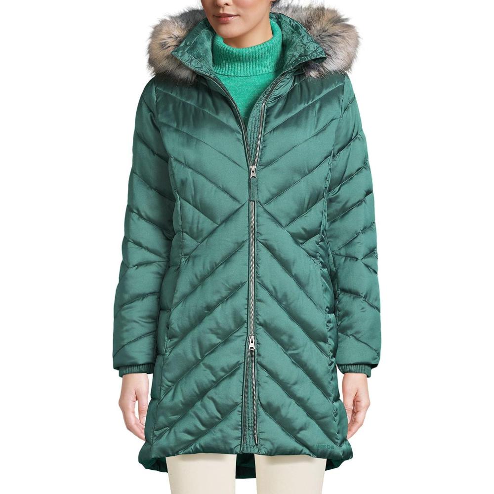 imageLands End Womens Plush Lined Insulated Coat Washed Evergreen Regular Medium