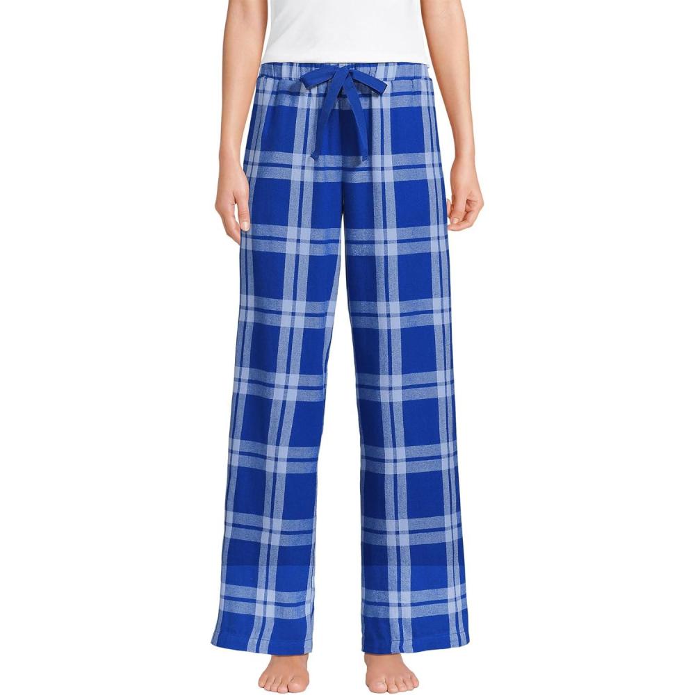 imageLands End Womens Print Flannel Pajama PantsClear Blue SkyLapis Plaid