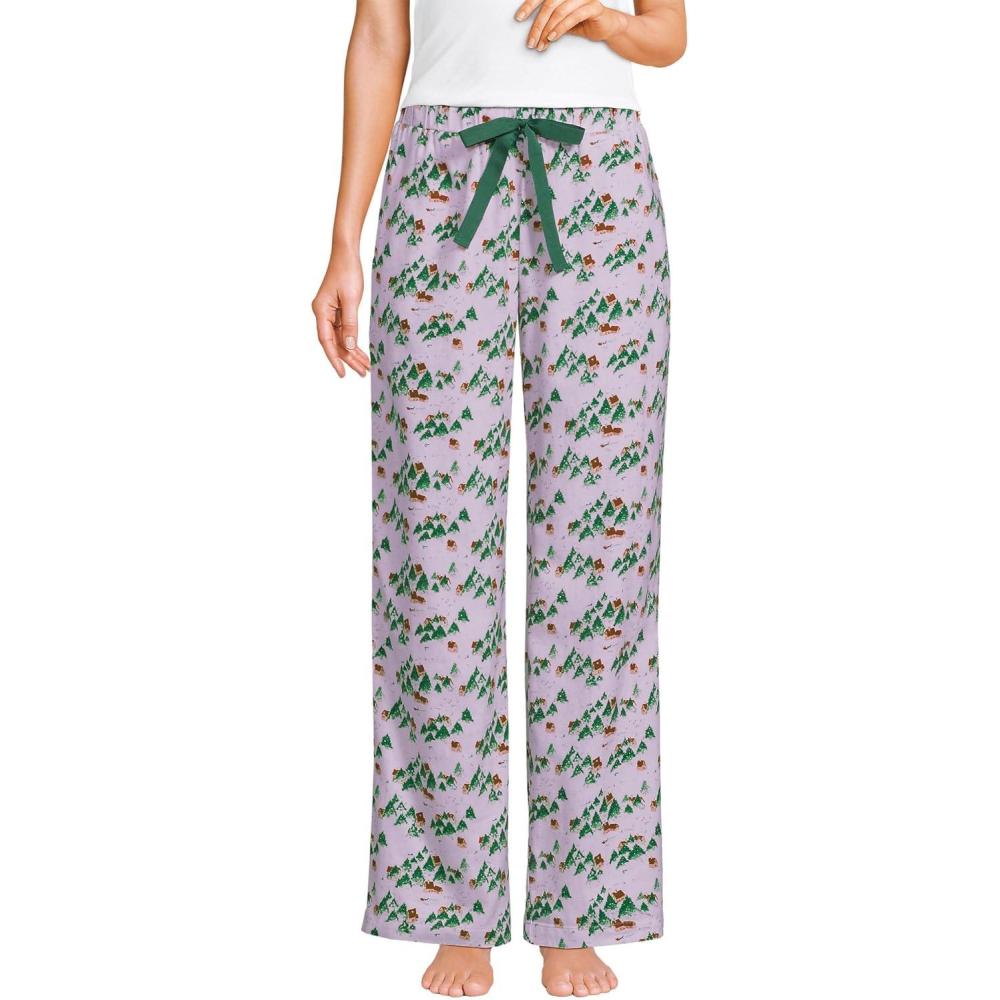 imageLands End Womens Print Flannel Pajama PantsLavender Blush Village