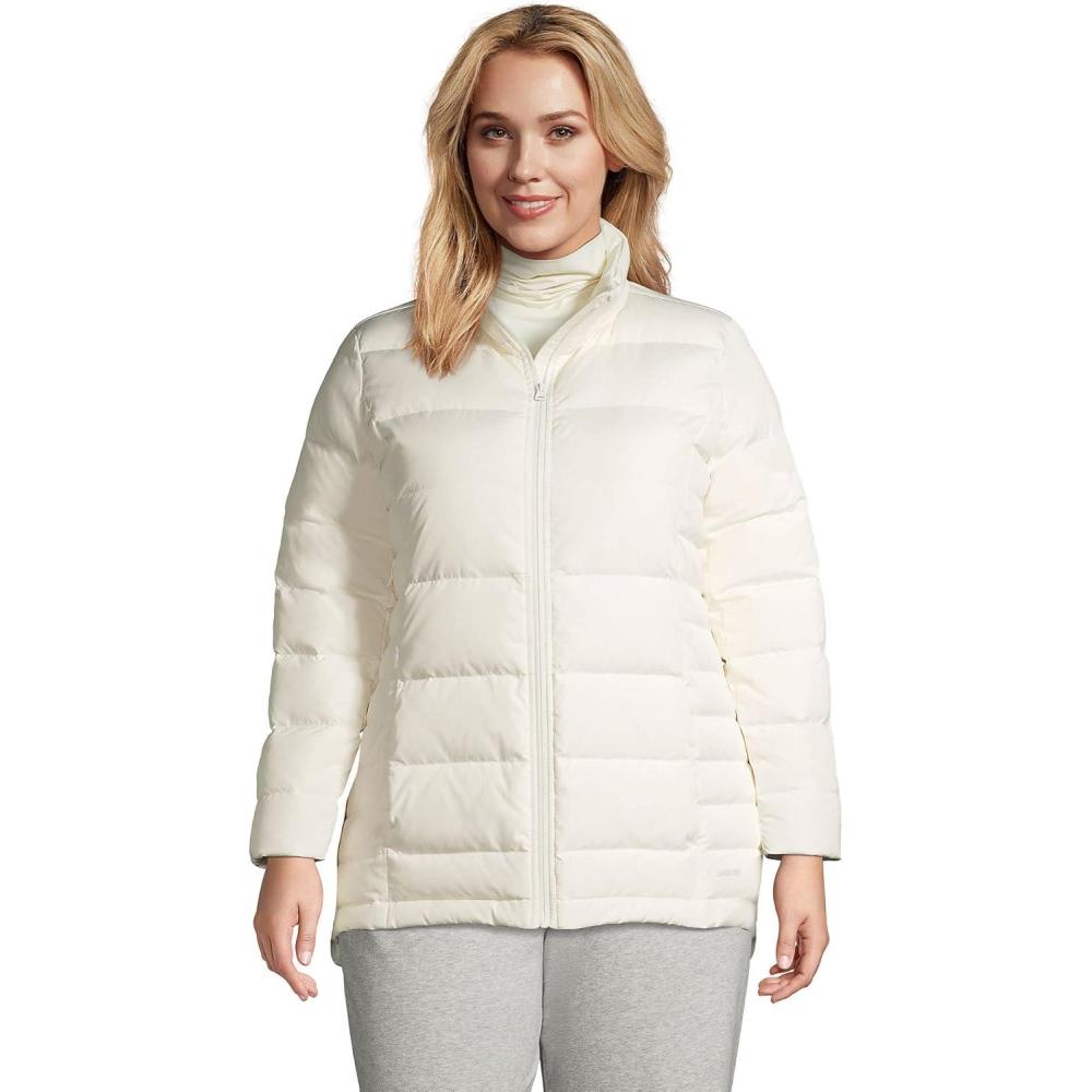 imageLands End Womens Puffer Down Jacket Ivory Petite Plus 2x