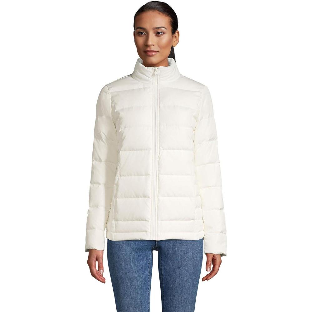 imageLands End Womens Puffer Down Jacket Ivory Regular XLarge