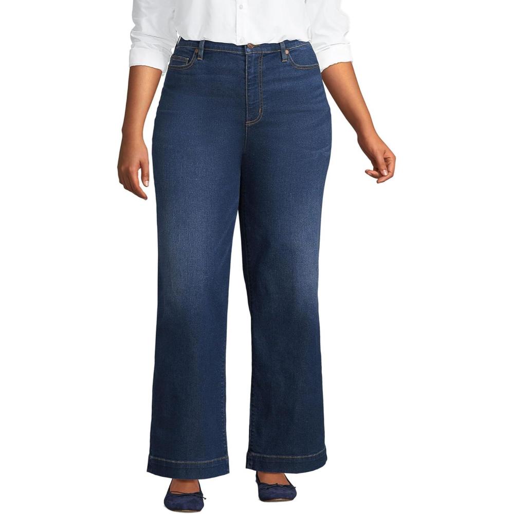 imageLands End Womens Recover High Rise Wide Leg JeansRoyal Indigo
