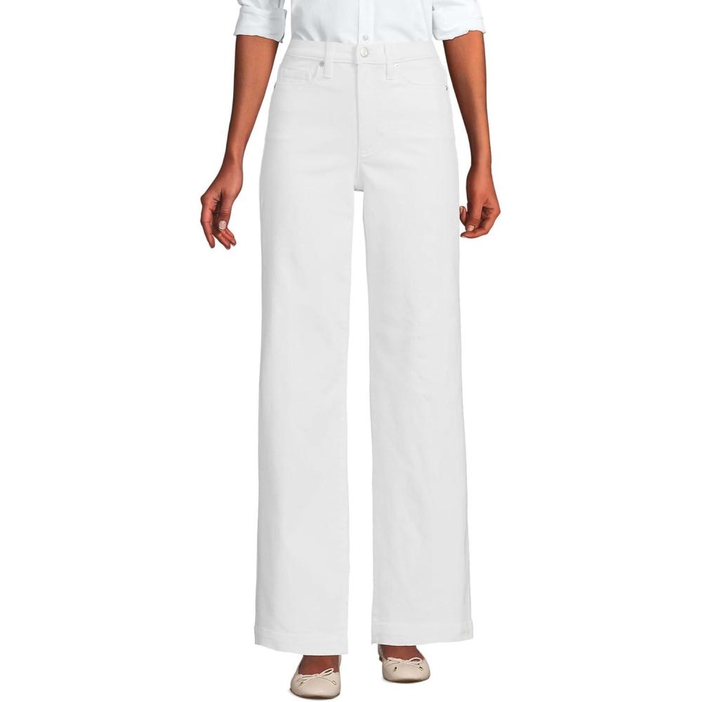 imageLands End Womens Recover High Rise Wide Leg JeansWhite