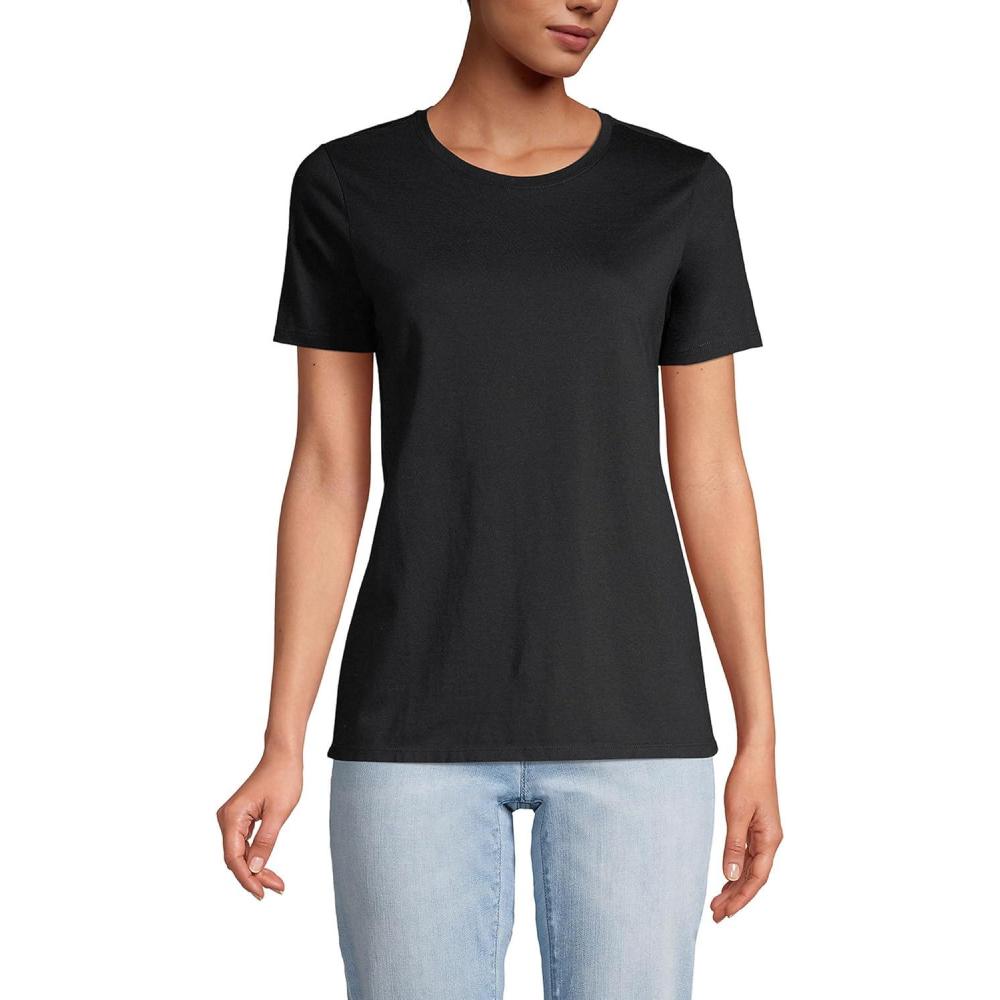 imageLands End Womens Relaxed AmericanGrown Supima Cotton Crew Neck TShirtBlack