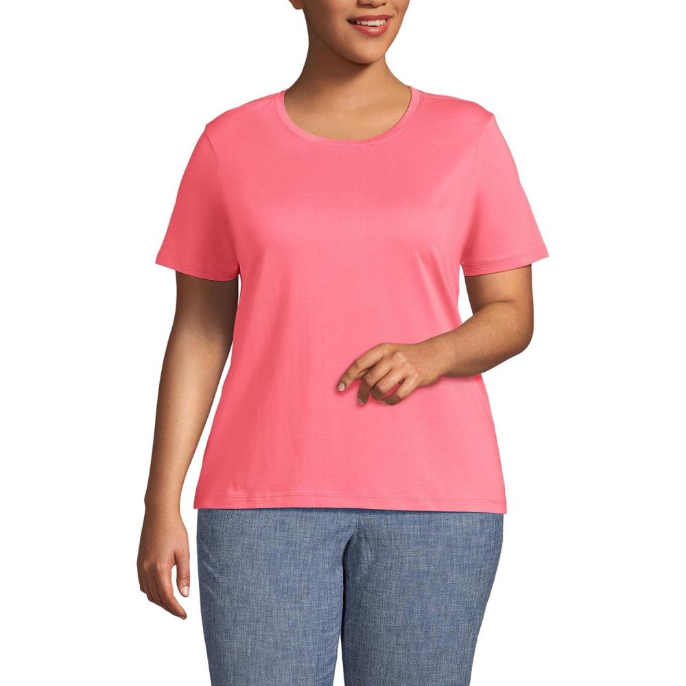 imageLands End Womens Relaxed AmericanGrown Supima Cotton Crew Neck TShirtWood Lily