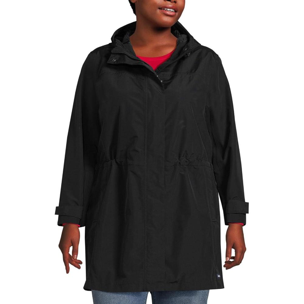 imageLands End Womens Squall Waterproof Hooded RaincoatBlack